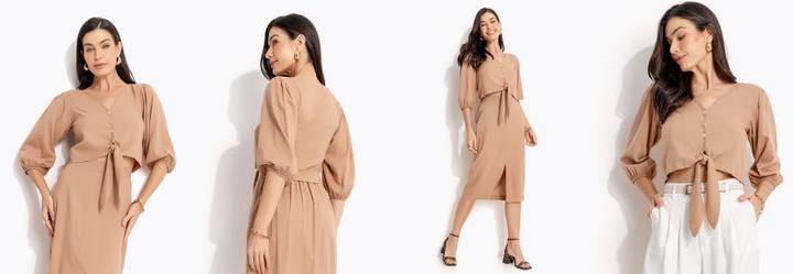 Blusa Marrom Claro em Linho