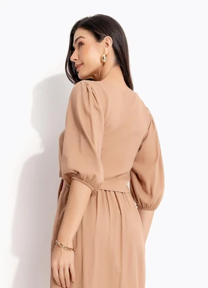 Quintess - Blusa Marrom Claro em Linho - QUINTESS