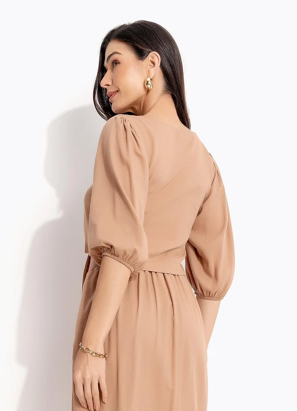 Quintess - Blusa Marrom Claro em Linho 2