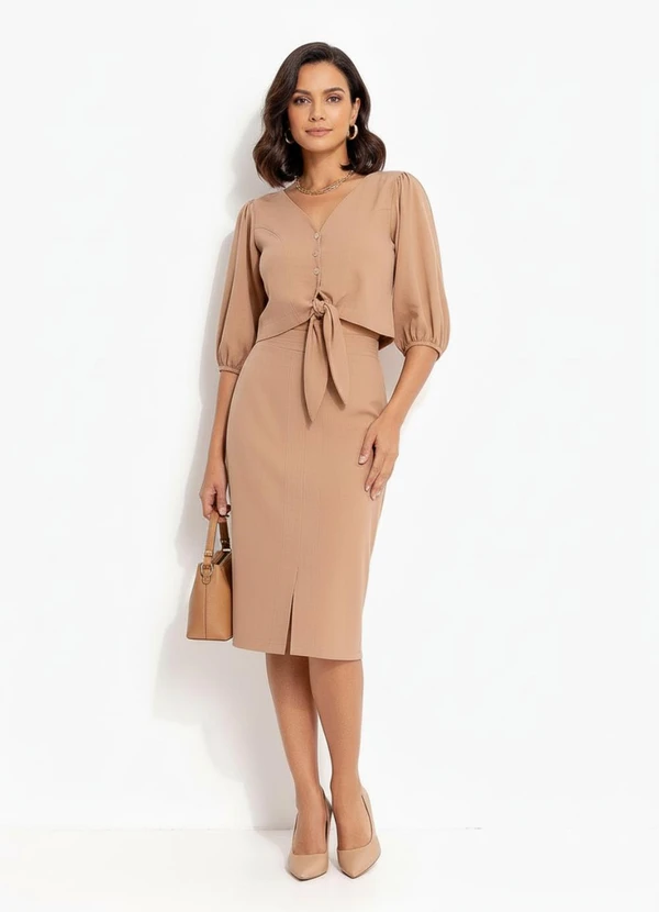 Quintess - Blusa Marrom Claro em Linho 3