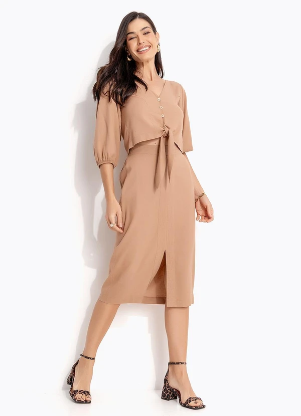 Quintess - Blusa Marrom Claro em Linho 5