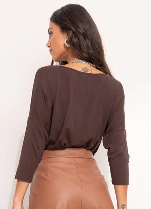 Quintess - Blusa Marrom em Malha de Viscose - QUINTESS