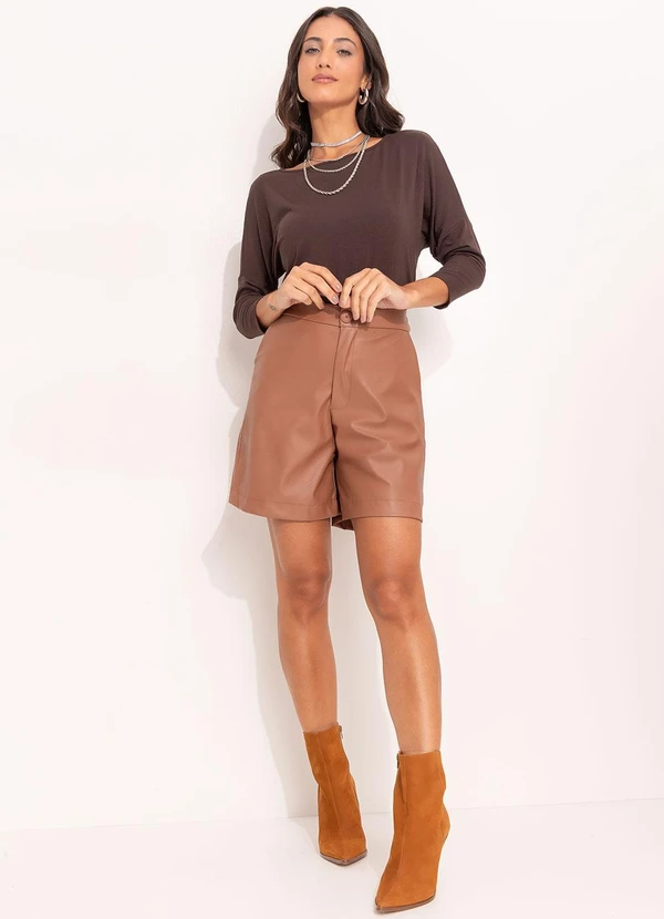 Quintess - Blusa Marrom em Malha de Viscose 3