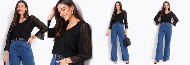 Blusa Marrom em Tule