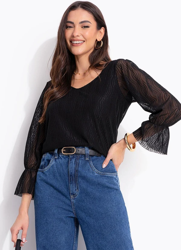 Quintess - Blusa Marrom em Tule