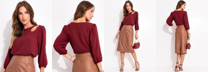 Blusa Marsala em Crepe Plano