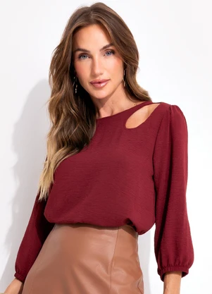 Quintess Blusa Marsala em Crepe Plano