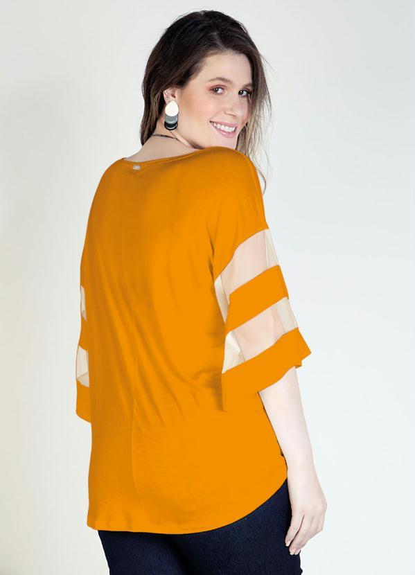 Quintess - Blusa Mostarda com Detalhes em Tule nas Mangas 7