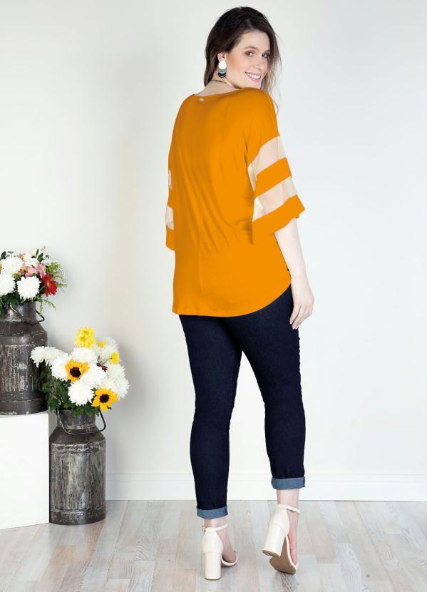 Quintess - Blusa Mostarda com Detalhes em Tule nas Mangas 9