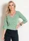 Moda Pop - Blusa Listrada Manga 3/4 - variação: Verde e Branco