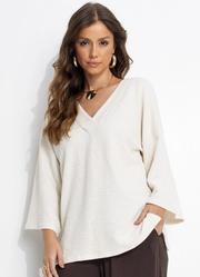 Blusa Natural em Malha Tweed