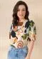 Quintess - Blusa Natureza Bege com Mangas Bufantes - variação: Natureza Bege
