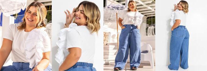 Blusa Off White em Malha de Algod�o Penteado