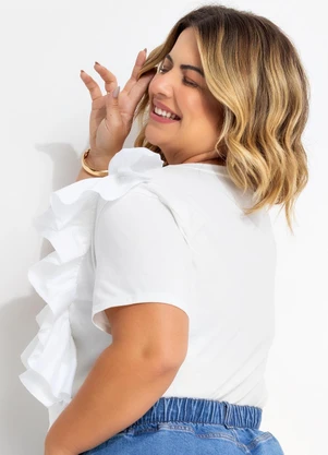 Quintess - Blusa Off White em Malha de Algodão Penteado - QUINTESS