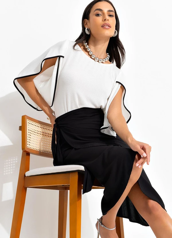 Quintess - Blusa Off White em Malha Texturizada 6