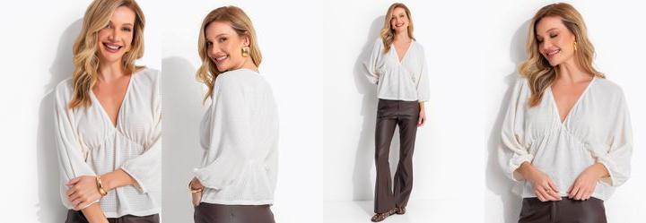 Blusa Off White em Malha Texturizada