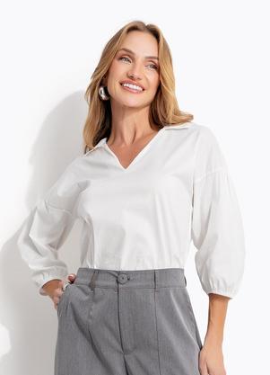 Blusa (Off White) em Tricoline