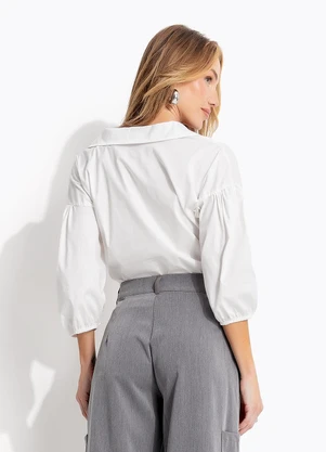 Quintess - Blusa Off White em Tricoline - QUINTESS