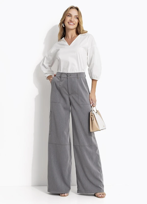 Quintess - Blusa Off White em Tricoline 7