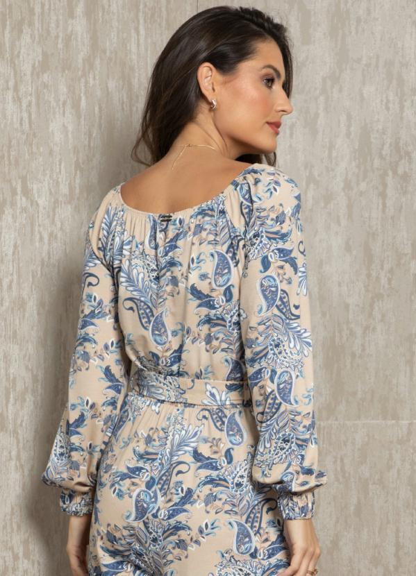 Quintess - Blusa Paisley Bege Ombro a Ombro 2
