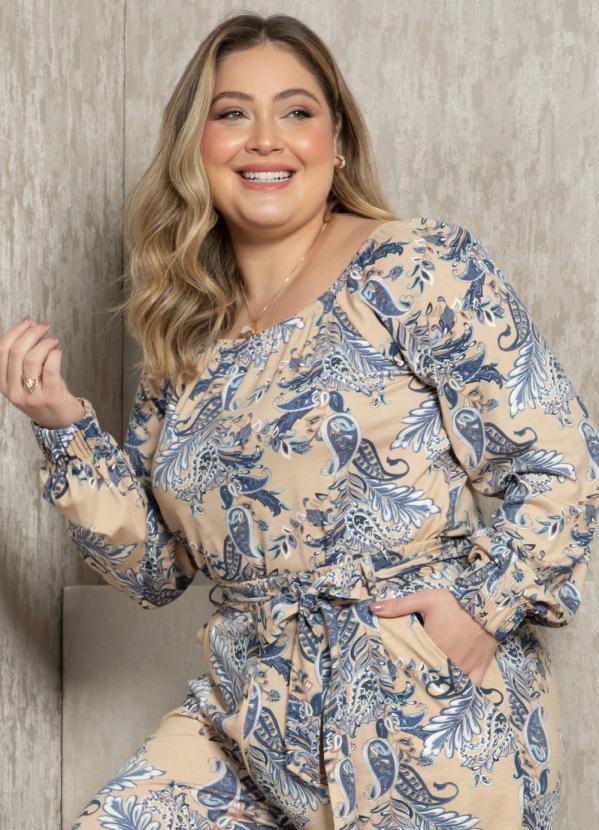 Quintess - Blusa Paisley Bege Ombro a Ombro 6