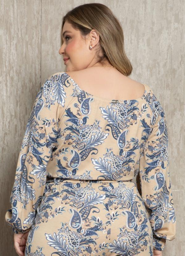 Quintess - Blusa Paisley Bege Ombro a Ombro 7