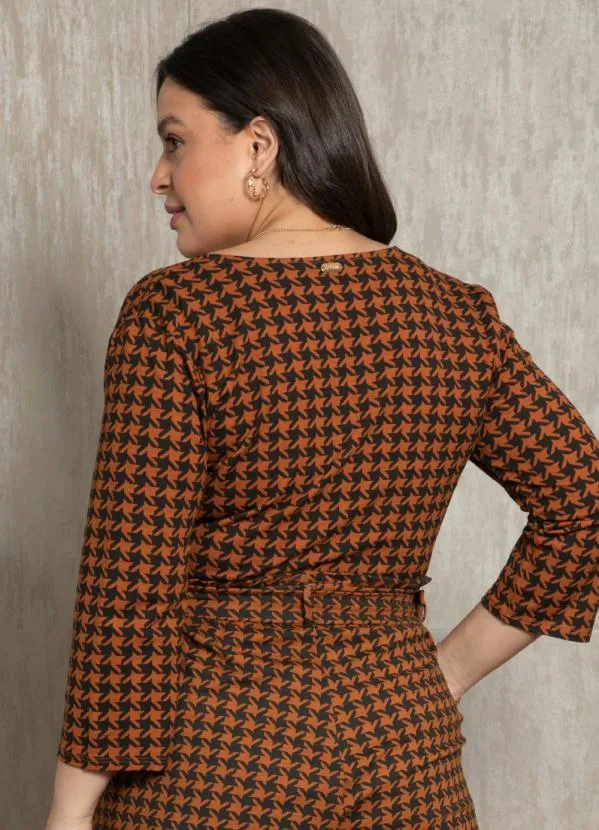 Quintess - Blusa Pied de Poule com Decote Transpassado 7