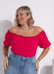 Blusa Pink Ciganinha com Franzidos