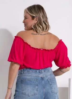 Quintess - Blusa Pink Ciganinha com Franzidos - QUINTESS
