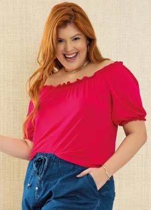 Quintess - Blusa Pink Ciganinha com Franzidos - QUINTESS