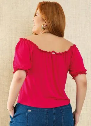 Quintess - Blusa Pink Ciganinha com Franzidos - QUINTESS