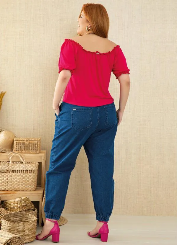 Quintess - Blusa Pink Ciganinha com Franzidos