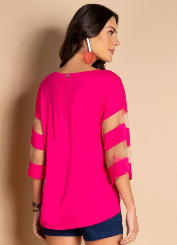 Quintess - Blusa Pink com Detalhes em Tule nas Mangas 2