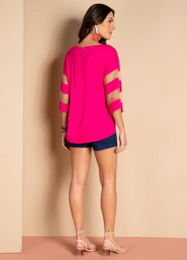 Quintess - Blusa Pink com Detalhes em Tule nas Mangas 4
