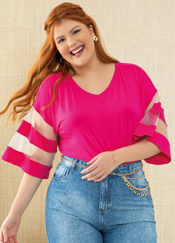 Quintess - Blusa Pink com Detalhes em Tule nas Mangas 6