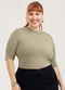Cativa - Blusa Plus Size em Canelado Marrom Claro - variação: Marrom Claro