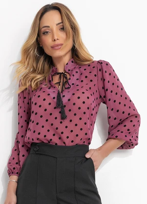 Quintess Blusa Poá Flock Marsala em Chiffon - Main Image