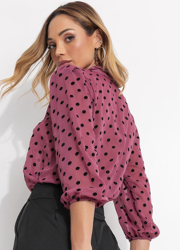 Quintess - Blusa Poá Flock Marsala em Chiffon 2