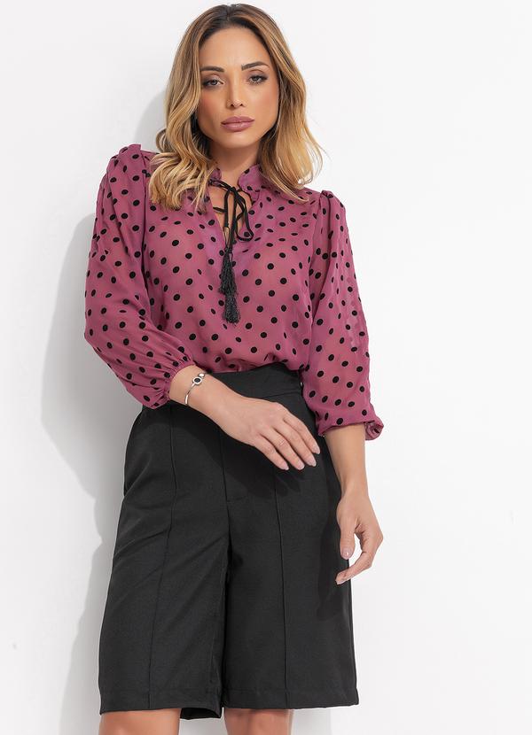 Quintess - Blusa Poá Flock Marsala em Chiffon 6