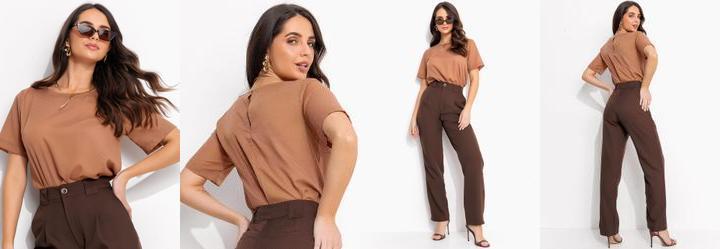 Blusa Po Marrom em Voil Devor