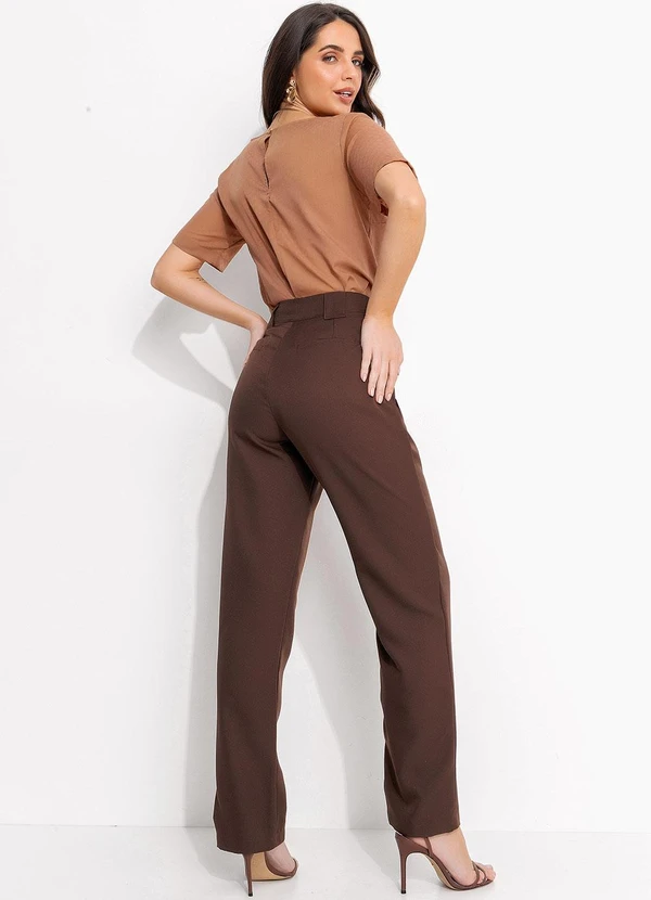 Quintess - Blusa Poá Marrom em Voil Devorê 5