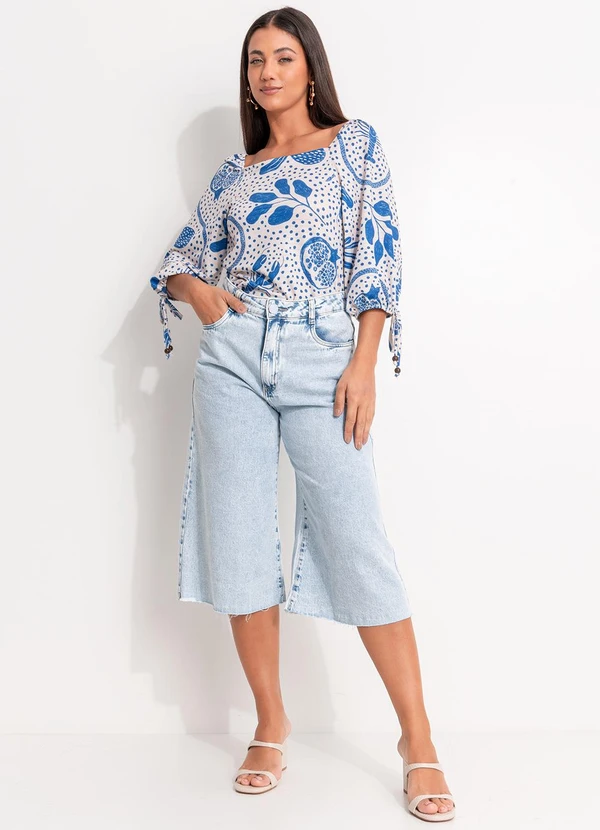 Quintess - Blusa Pontilhado Azul em Malha Texturizada 9