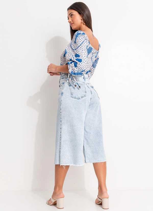 Quintess - Blusa Pontilhado Azul em Malha Texturizada 8