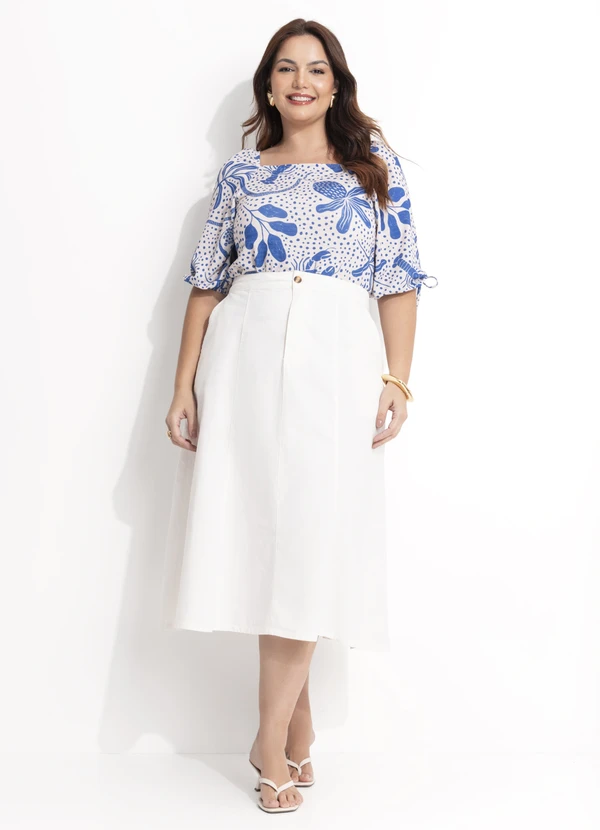 Quintess - Blusa Pontilhado Azul em Malha Texturizada 5