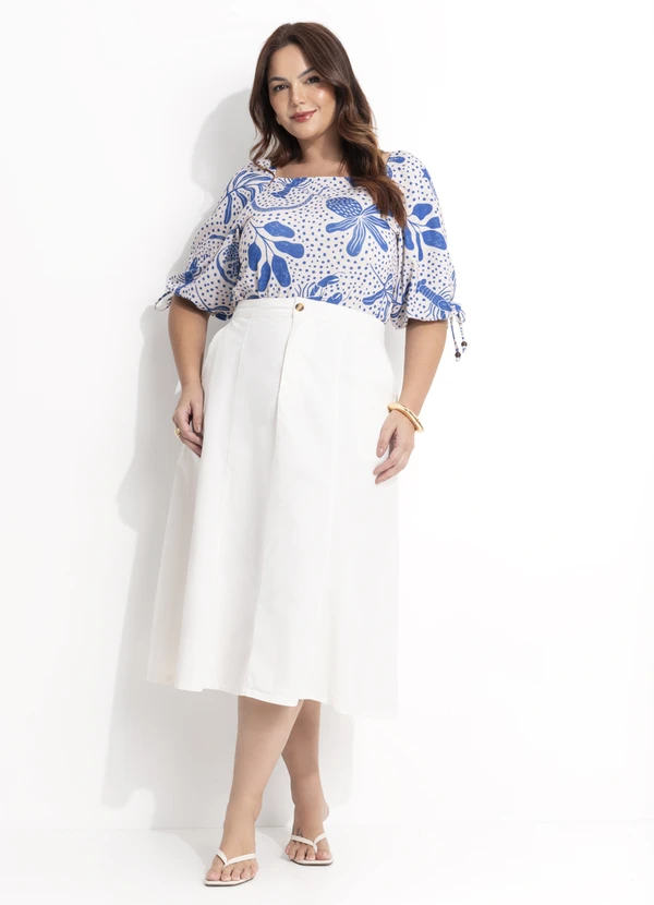 Quintess - Blusa Pontilhado Azul em Malha Texturizada 2