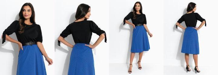 Blusa Preta Amarrao na Manga Moda Evanglica