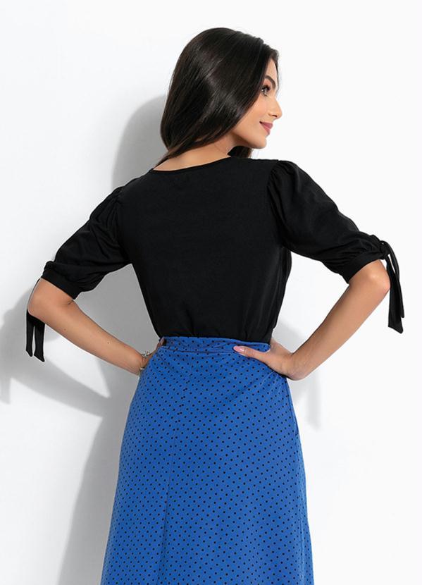 Rosalie - Blusa Preta Amarração na Manga Moda Evangélica 2