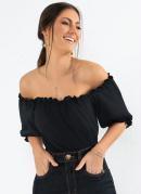 Blusa Preta Ciganinha com Franzidos