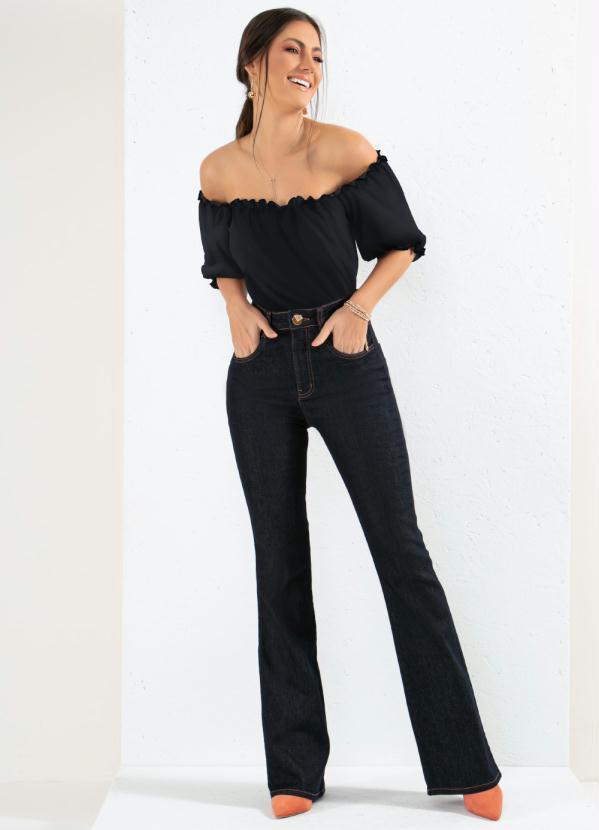 Quintess - Blusa Preta Ciganinha com Franzidos 3