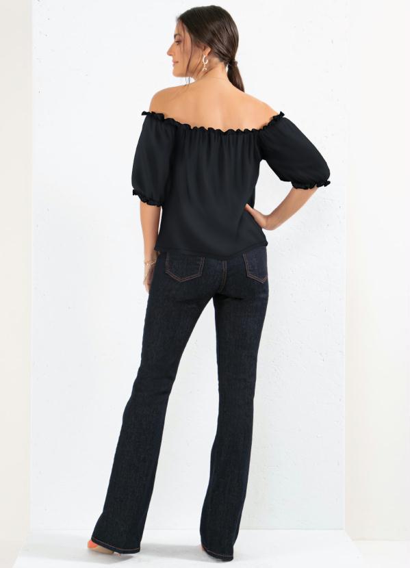 Quintess - Blusa Preta Ciganinha com Franzidos 4